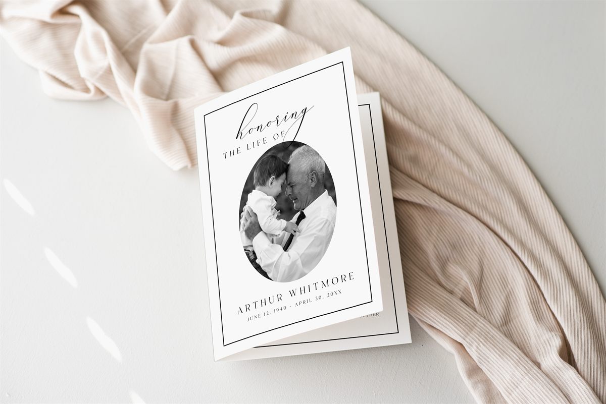 Elegant Funeral Program — Canva editor view