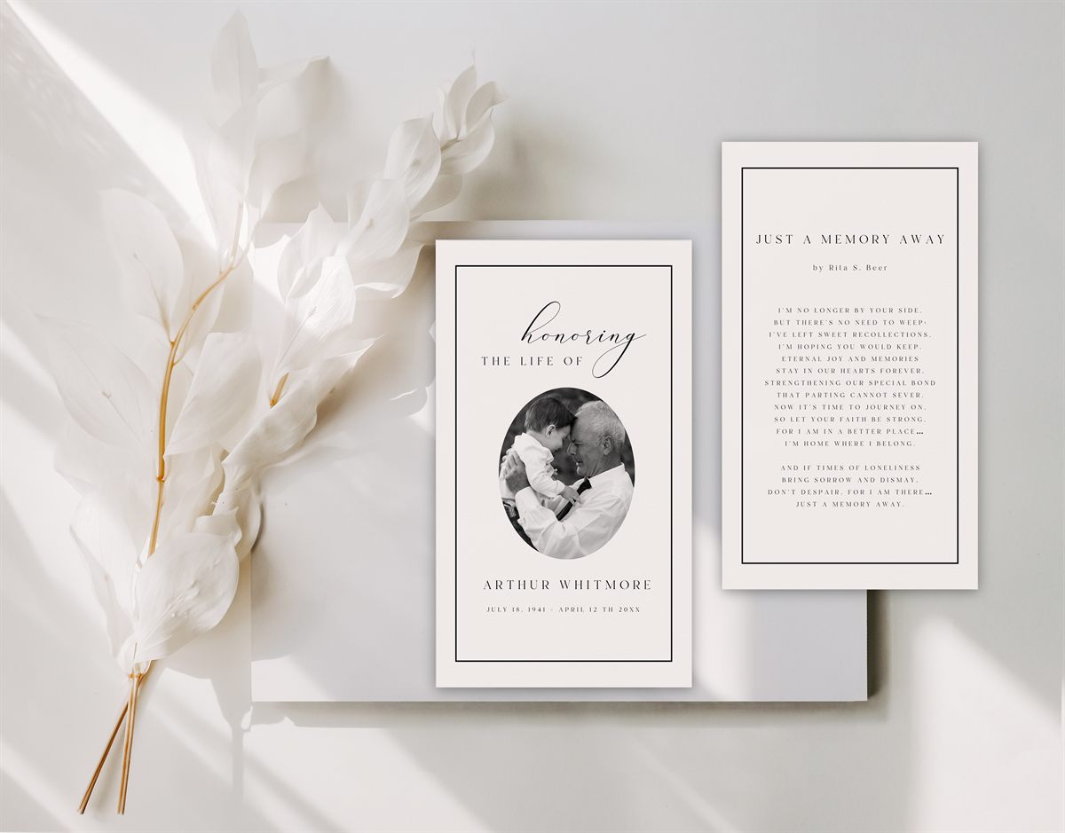 Elegant Memorial Prayer Card — design detail