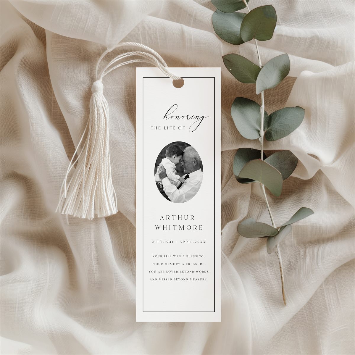 Elegant Memorial Bookmark template