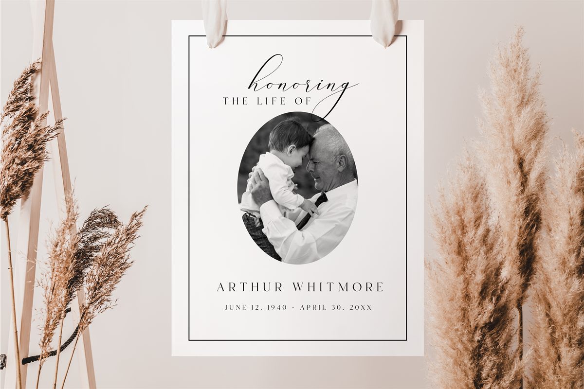 Funeral Memorial Sign — color and font customization preview
