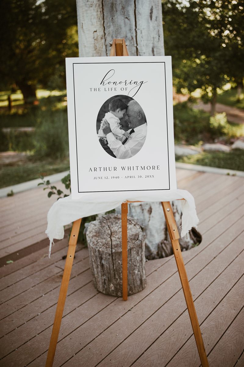 Funeral Memorial Sign — print size and layout preview