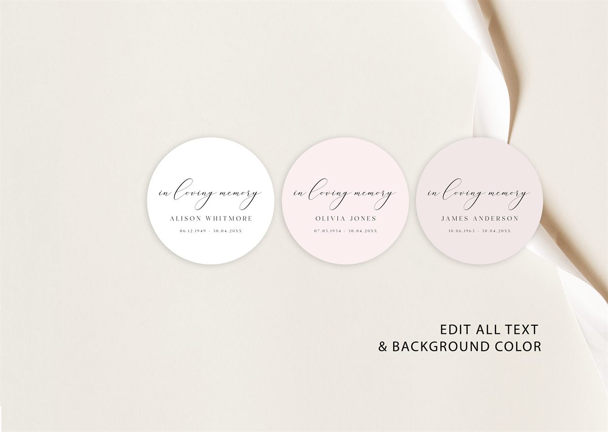 In Loving Memory Favor Tag — Canva editor view